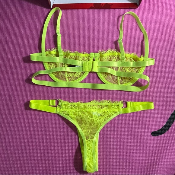 Neon Sexy Lace Bra & Panty Set / M / NWOT - Picture 4 of 5